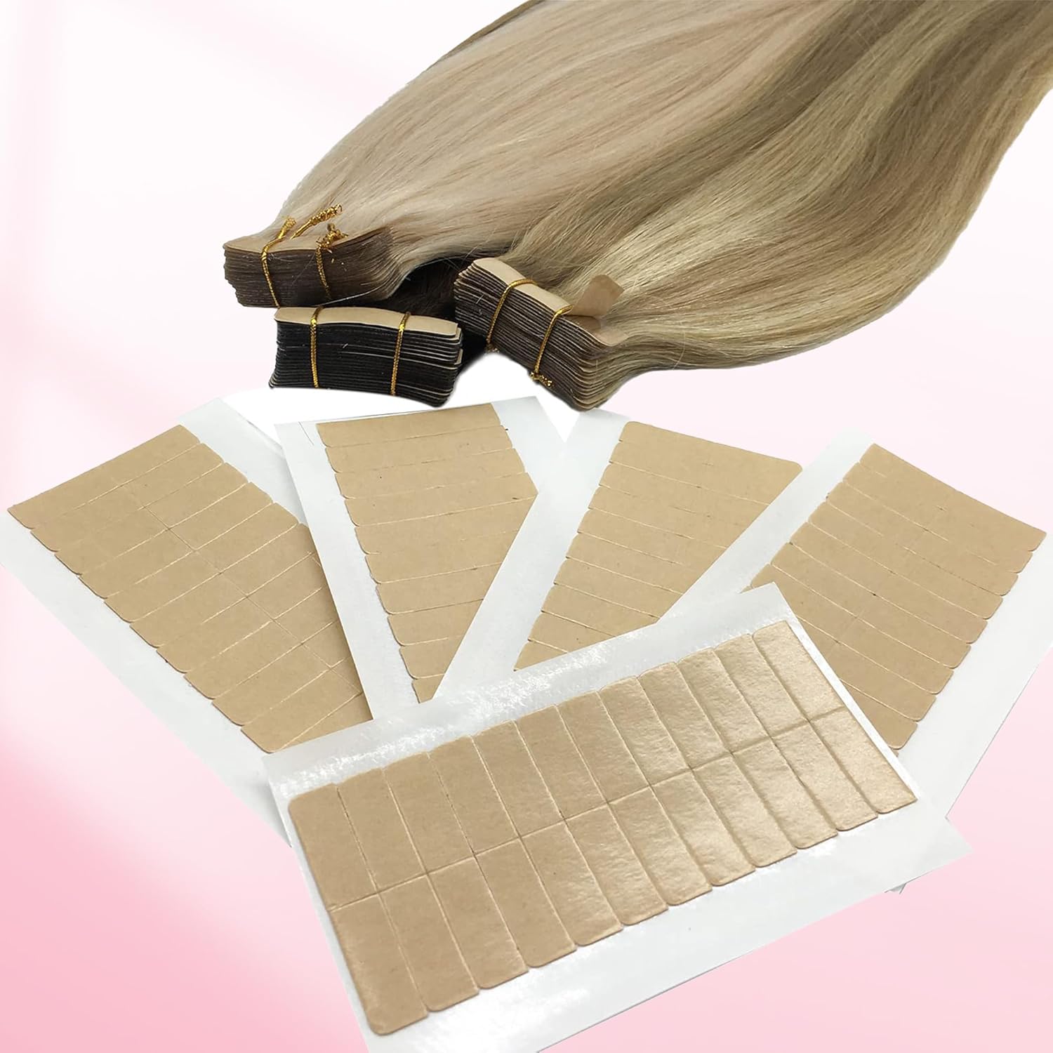 Hair Extension Tape In - 72 cintas (6 hojas) de cinta