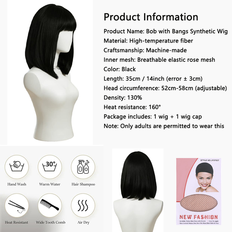 Peluca Bob negra natural con f - Hair Care High End reseña y precio